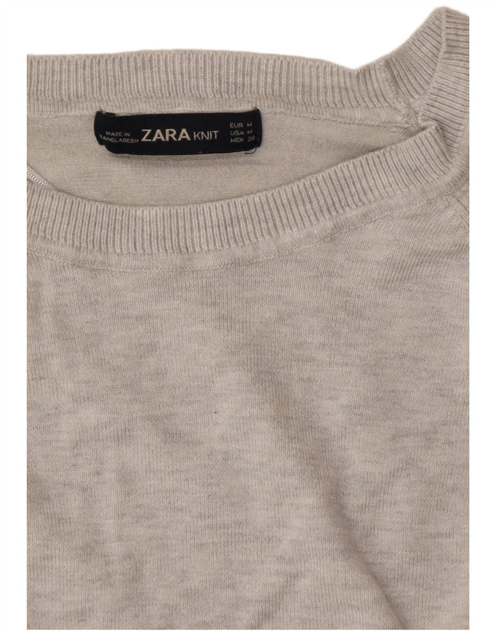 Maglione ZARA da donna oversize con scollo a barca UK 14 Grigio medio