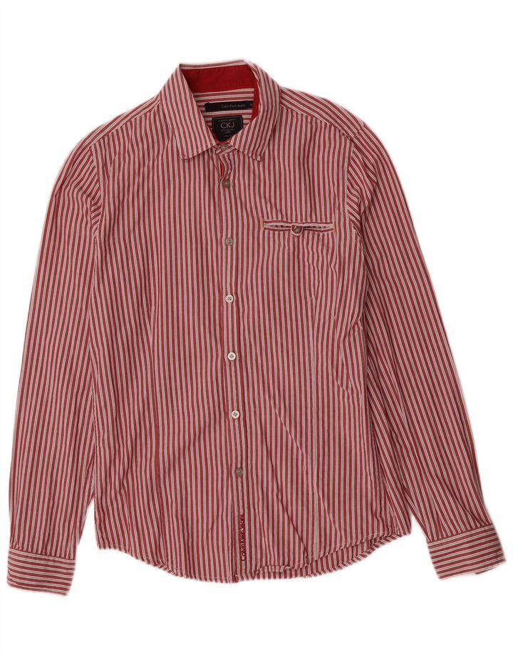 Camicia slim fit da uomo Calvin Klein Jeans in cotone a righe rosse medie