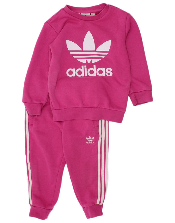Tuta intera Adidas da bambina con grafica 18-24 mesi in cotone rosa