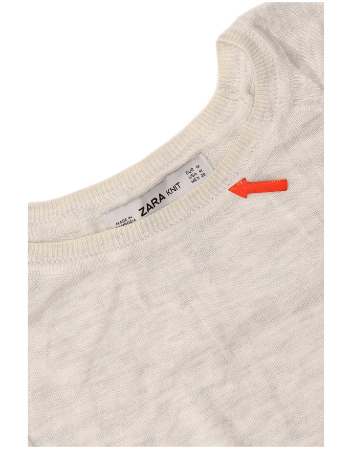 Maglione maglione con scollo a barca da donna Zara UK 14 Grigio medio
