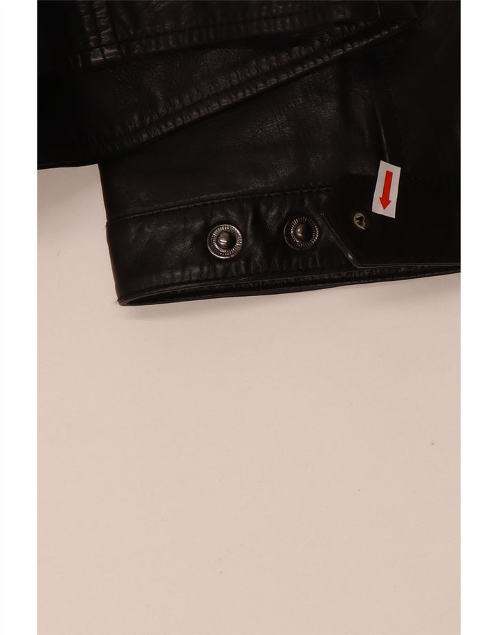 Giacca da motociclista in pelle da uomo VINTAGE IT 52 XL Pelle nera