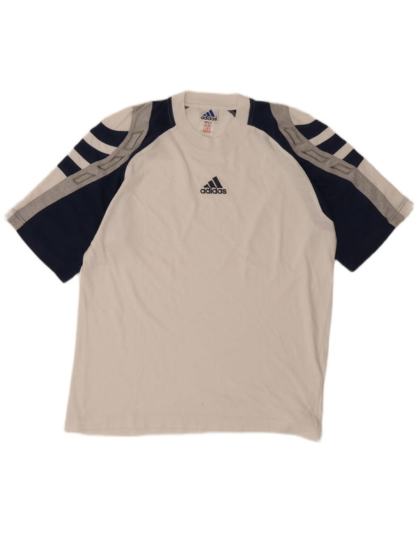 T-shirt da uomo Adidas Top UK 40/42 cotone color block bianco medio