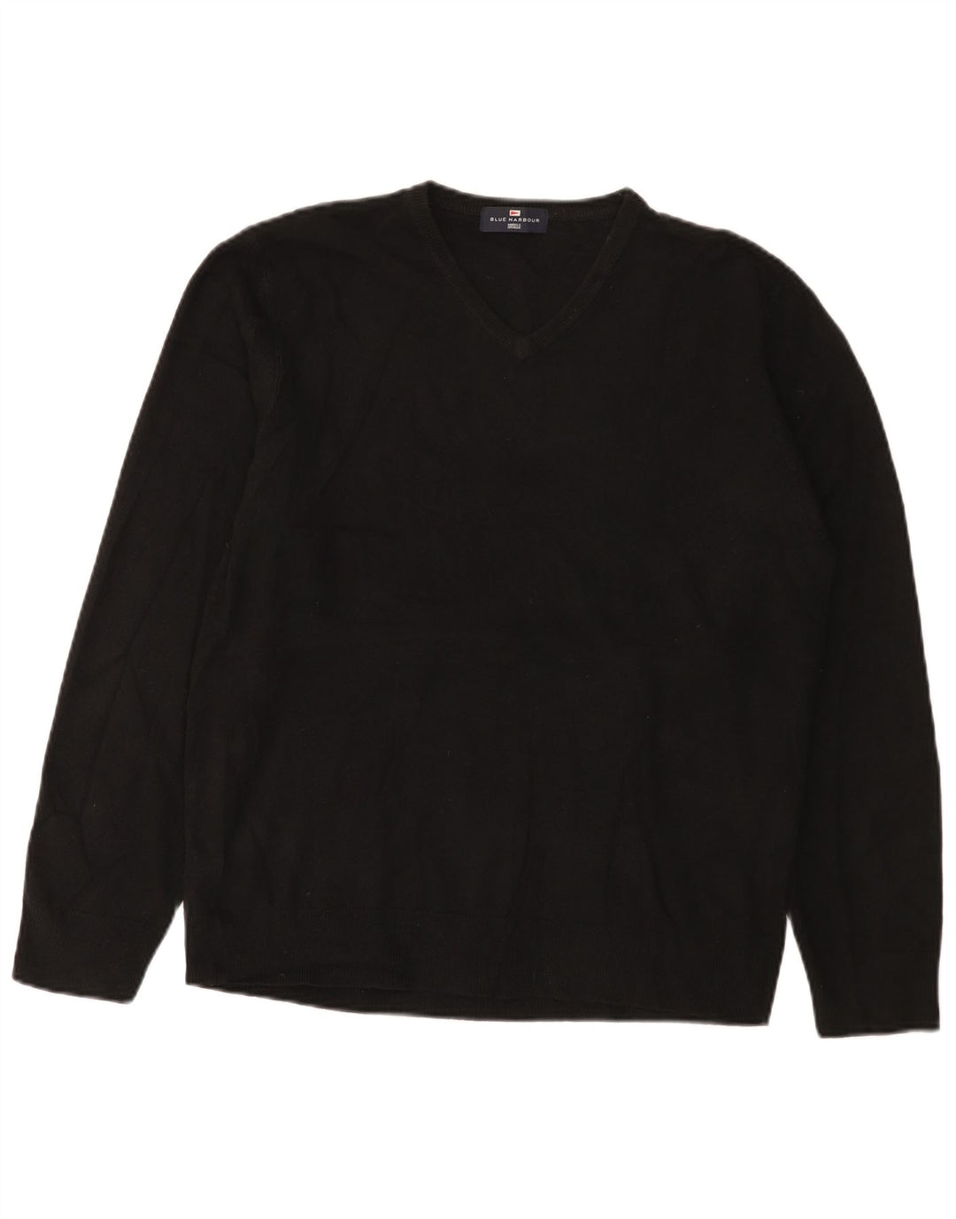 Maglione Marks & Spencer da donna con scollo a V blu Harbour UK 16 grande nero