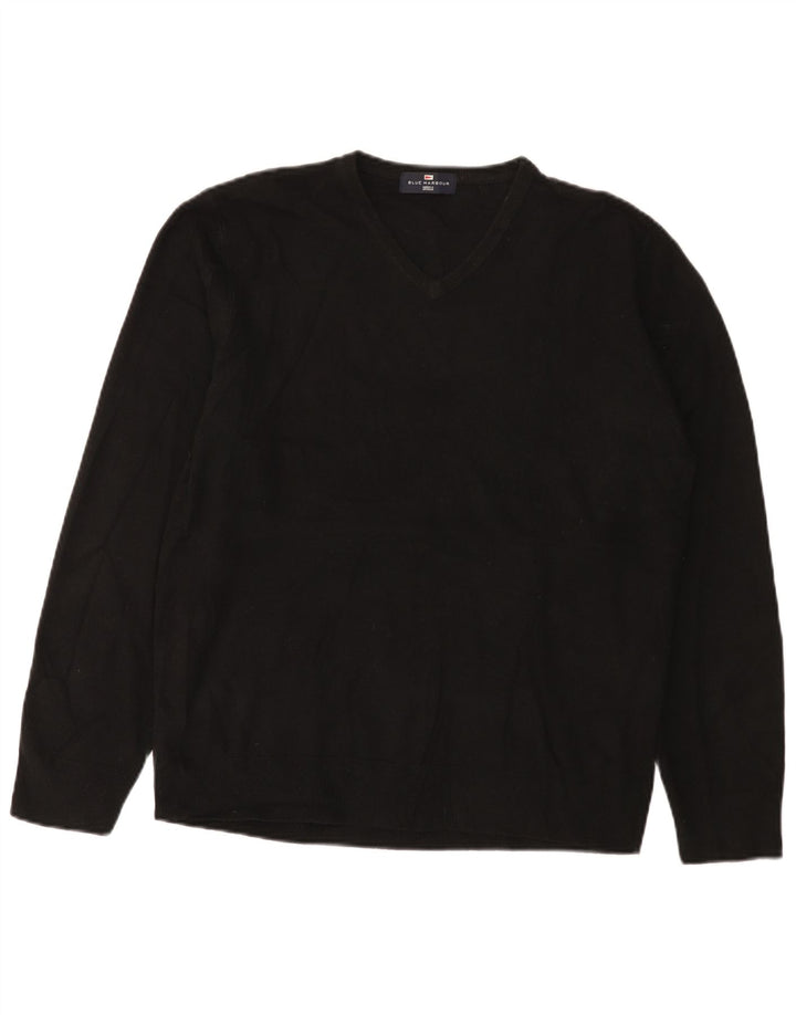 Maglione Marks & Spencer da donna con scollo a V blu Harbour UK 16 grande nero