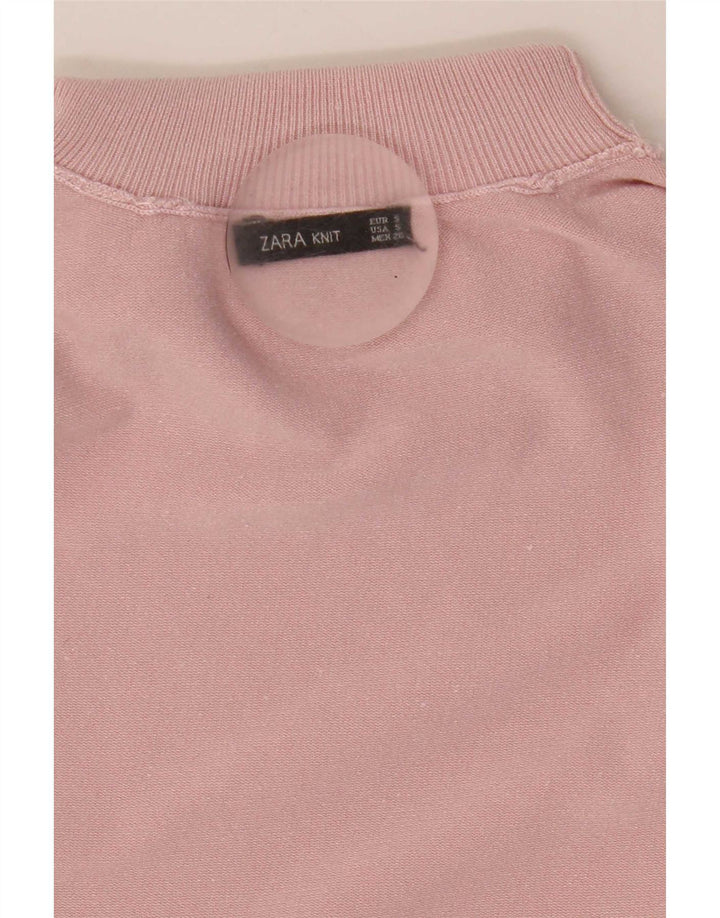 Maglione maglione collo alto da donna Zara UK 10 piccolo rosa viscosa