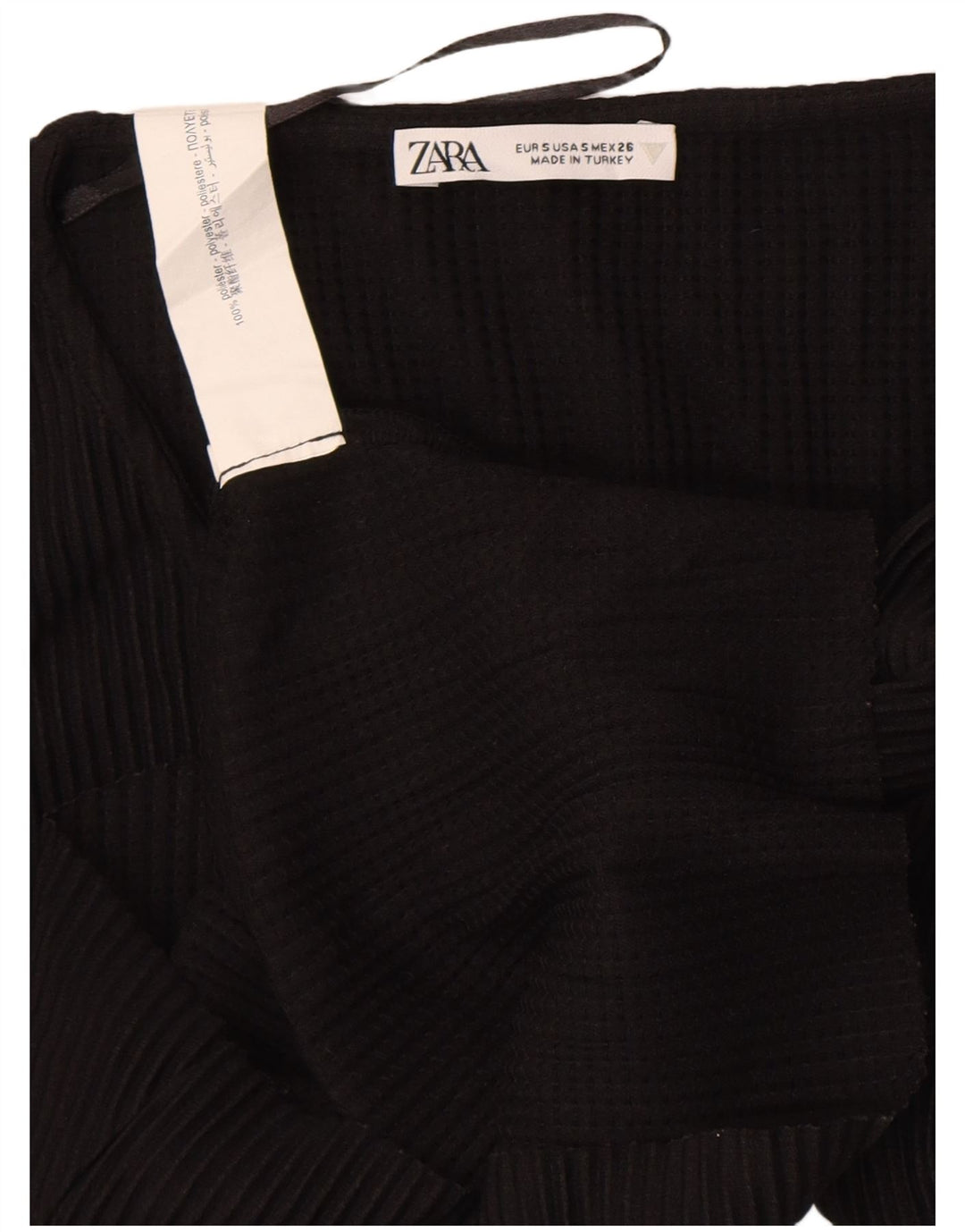 Top corto da donna Zara in camicetta UK 8 piccolo poliestere nero