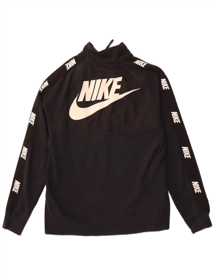 NIKE Felpa da uomo con grafica con zip e collo, maglione piccolo in cotone nero