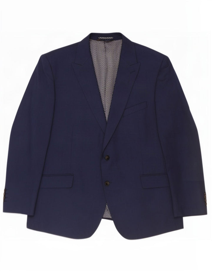 Giacca blazer da uomo a vestibilità regolare a 2 bottoni Marks & Spencer UK 48 2XL Blu navy