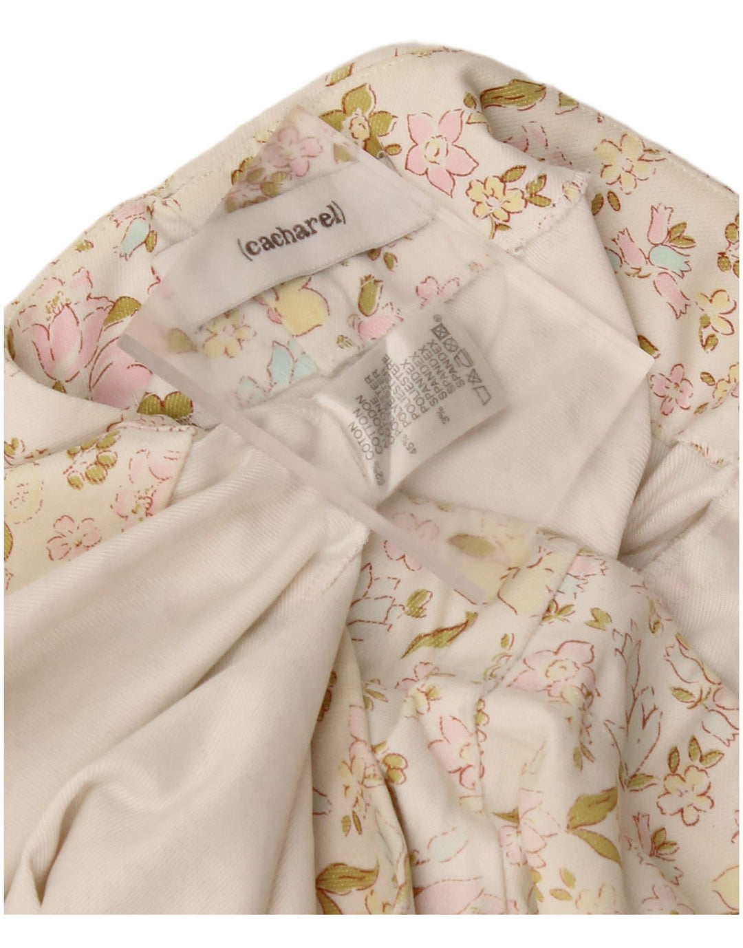 Minigonna da donna CACHAREL W30 cotone floreale bianco sporco medio