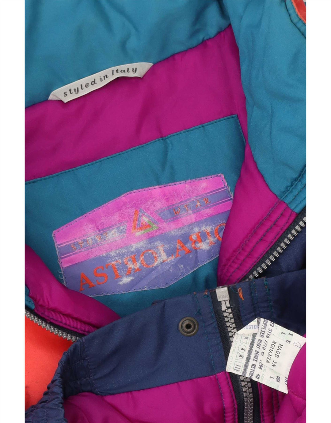 Giacca da sci con cappuccio da uomo Astrolabio UK 40 Large multicolore Colourblock