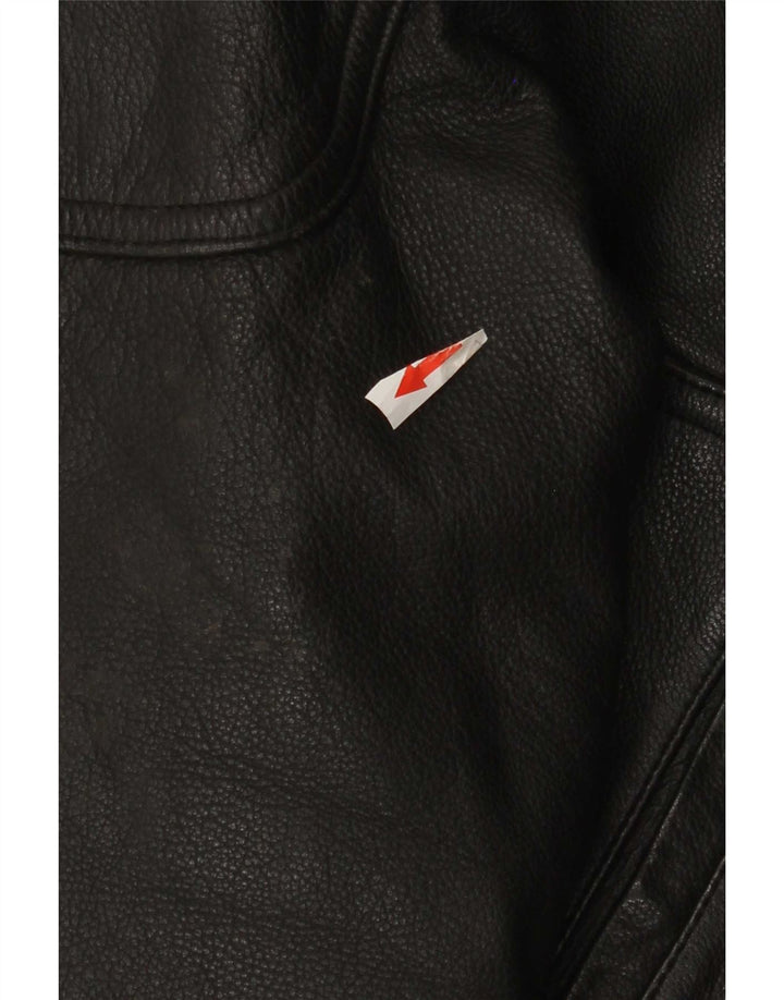 Giacca in pelle bomber vintage da uomo UK 36 piccola in pelle nera