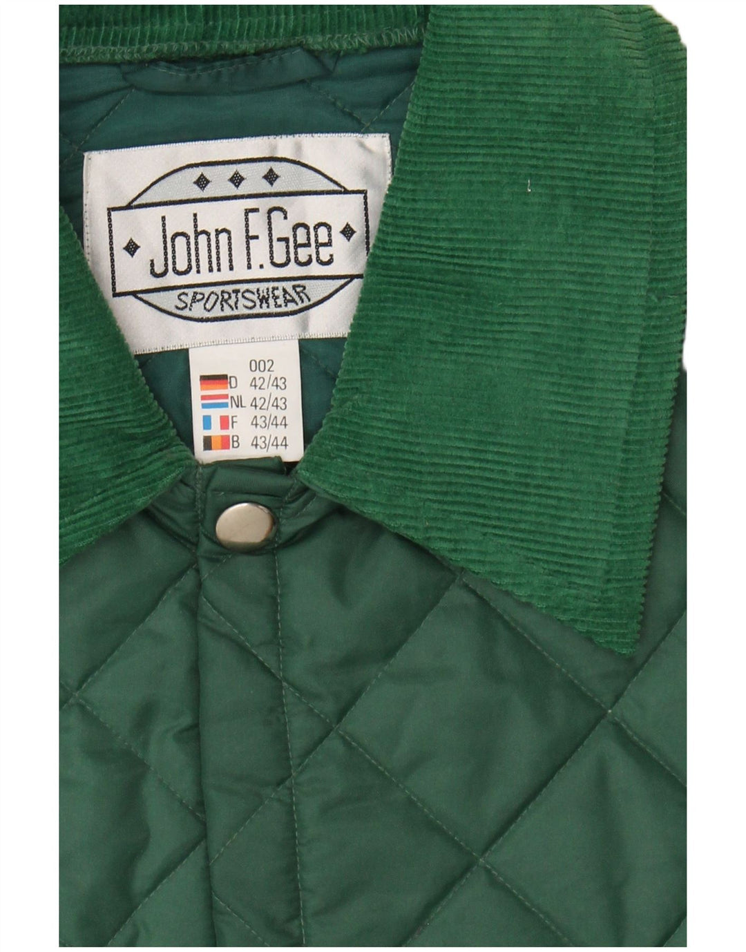 JOHN F GEE Womens Quilted Jacket IT 42/43 Medium Green Polyamide