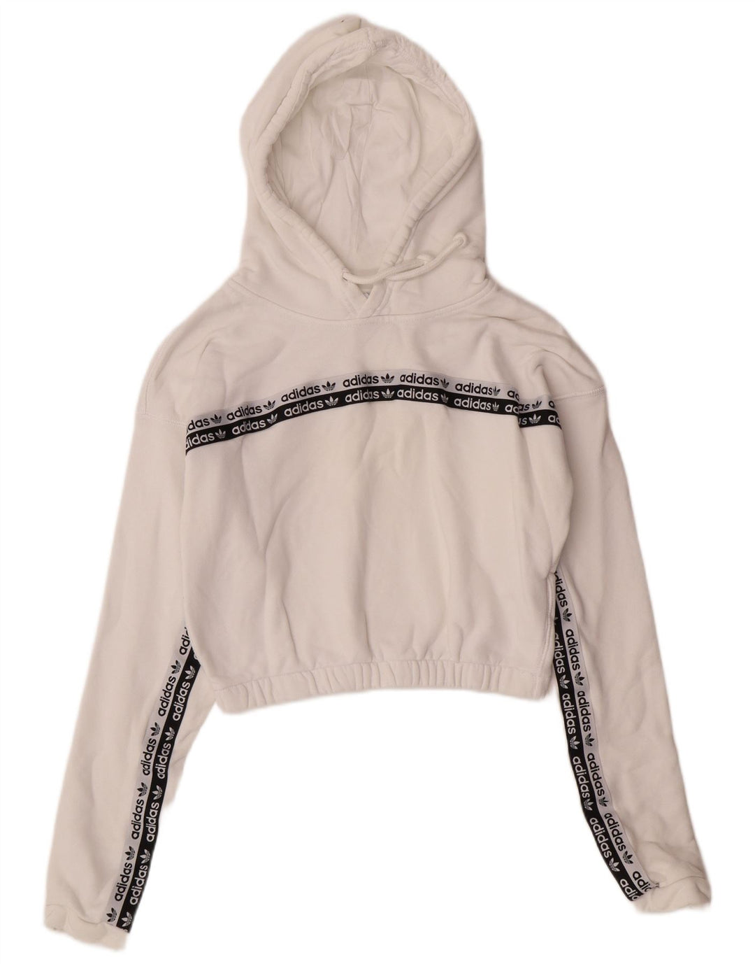 Felpa con cappuccio grafica corta da donna ADIDAS UK 8 piccola in cotone bianco