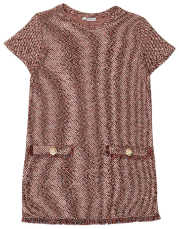 Abito a trapezio Trafaluc da donna Zara UK 14 medio rosso screziato