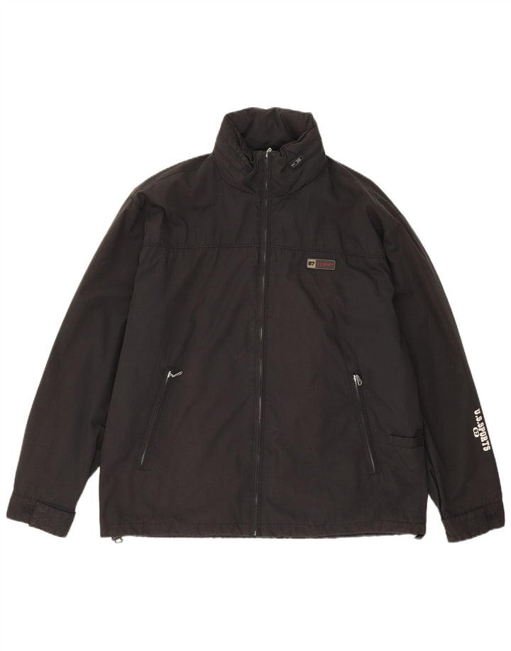 VINTAGE Mens Graphic Windbreaker Jacket EU 52/54 XL Black Polyester
