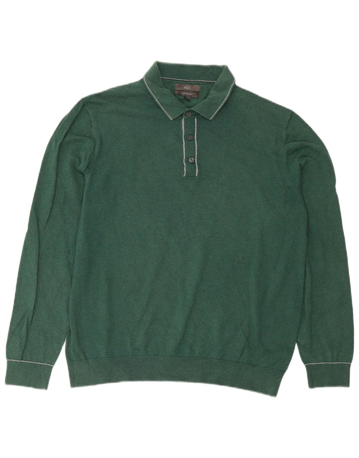 Maglione da uomo Marks & Spencer con collo alto, grande cotone verde