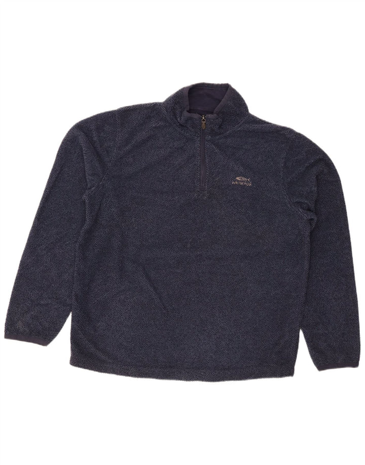 WEIRD FISH Felpa da uomo con zip sul collo Maglione grande poliestere blu navy