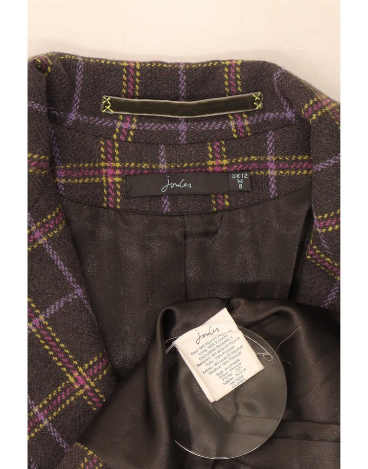 Joules Giacca blazer da donna a 2 bottoni UK 12 media lana nera a quadri