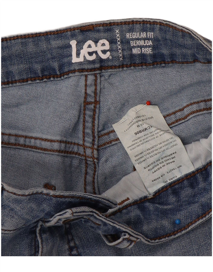 Bermuda Lee da donna a vita media con vestibilità regolare US 10 Large W30 in cotone blu