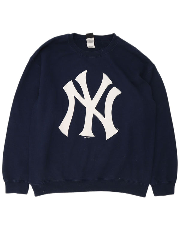Majestic Felpa grafica da uomo dei New York Yankees Maglione grande blu navy