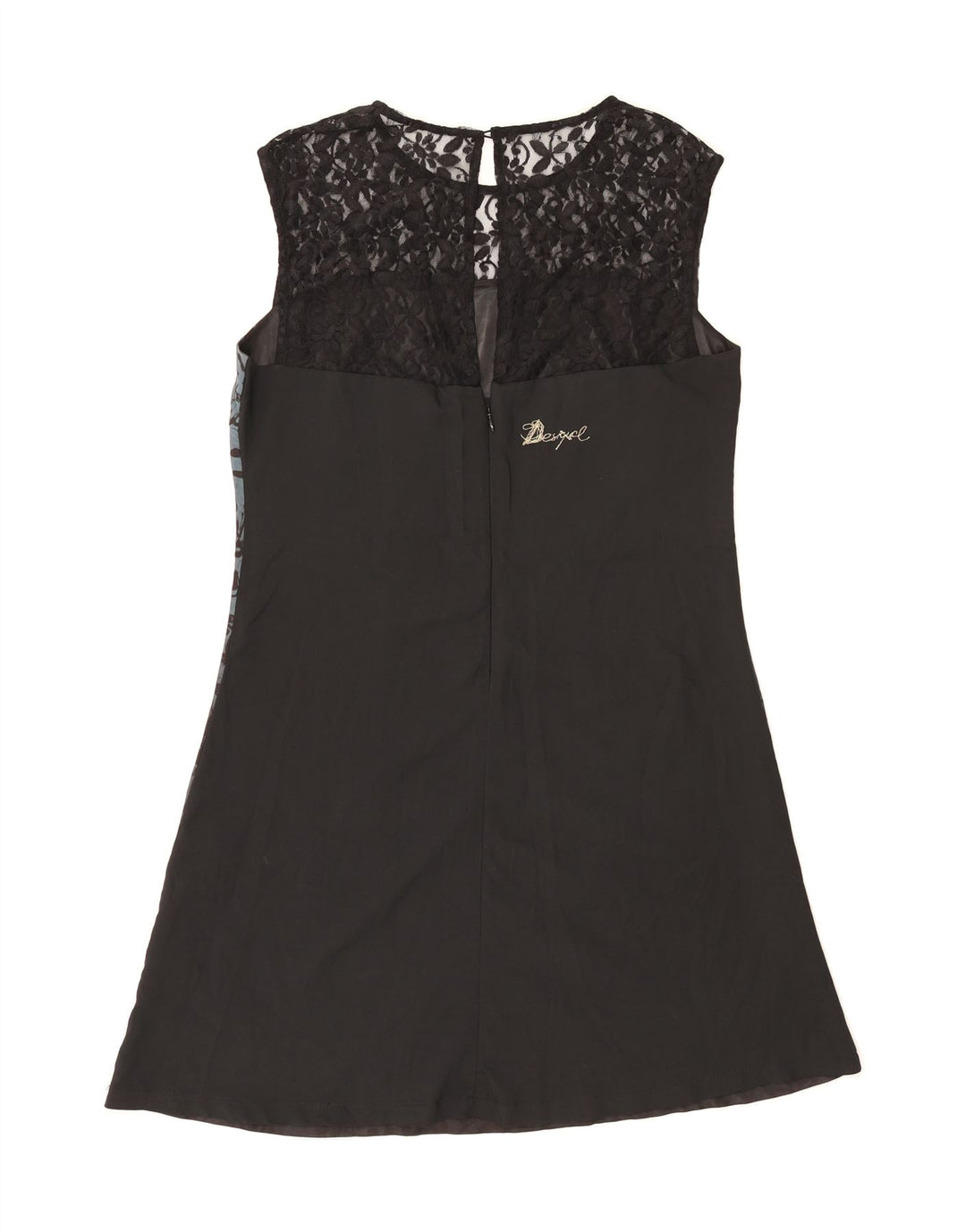 DESIGUAL Womens Graphic Sleeveless A-Line Dress EU 42 Large Black Floral Vintage Desigual and Second-Hand Desigual from Messina Hembry 