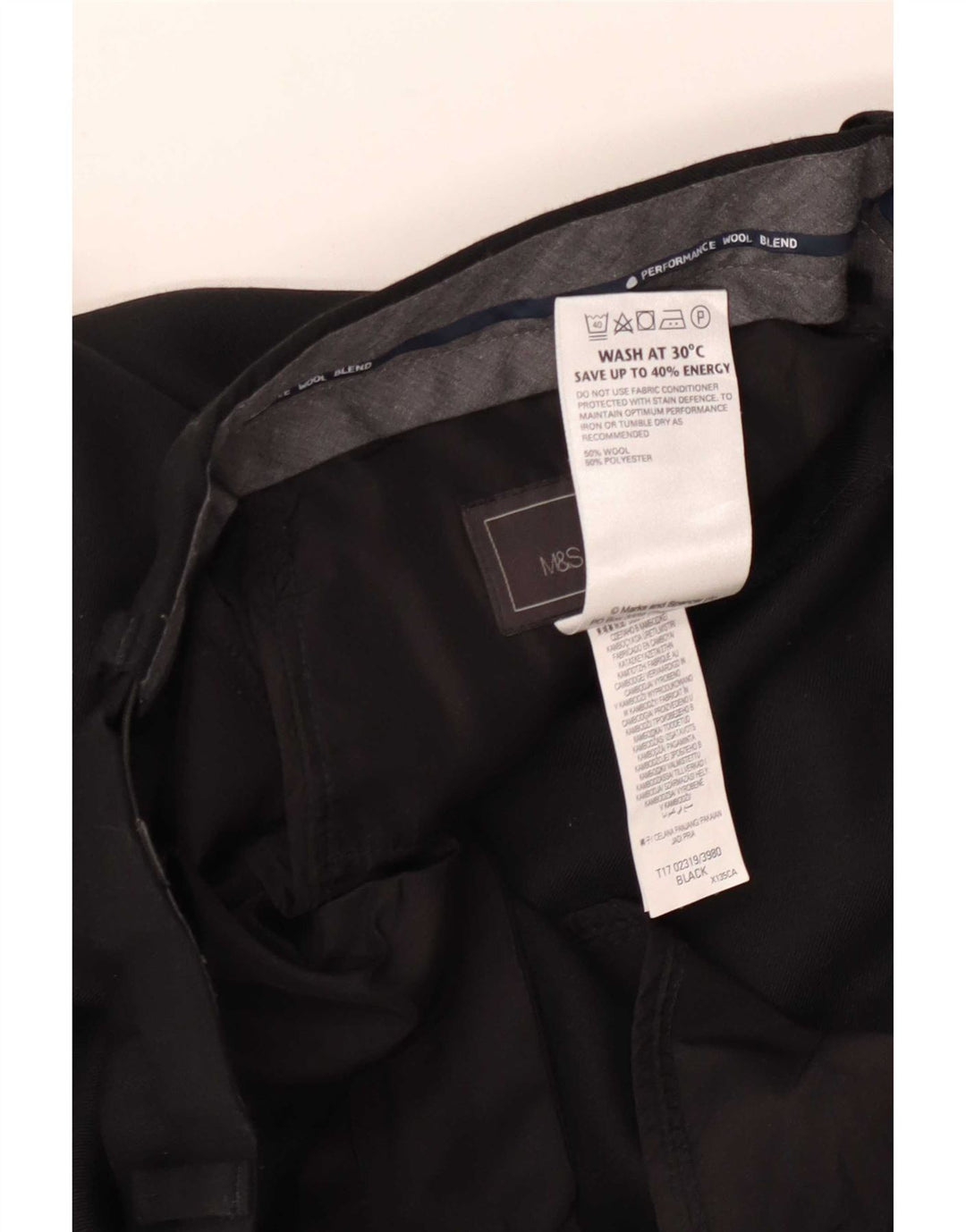 Pantaloni da abito dritti da uomo Marks & Spencer vestibilità regolare W34 L31 lana nera