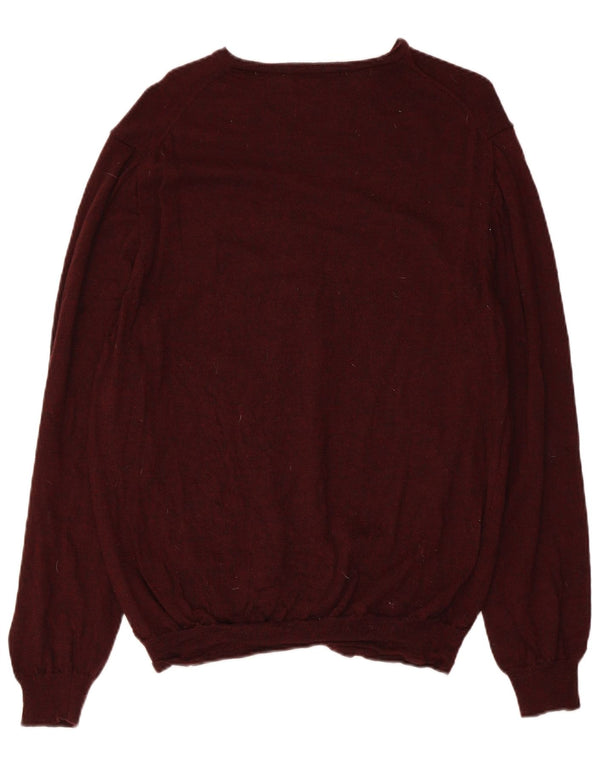 Maglione da uomo Marks & Spencer slim fit con scollo a V XL in lana merino marrone