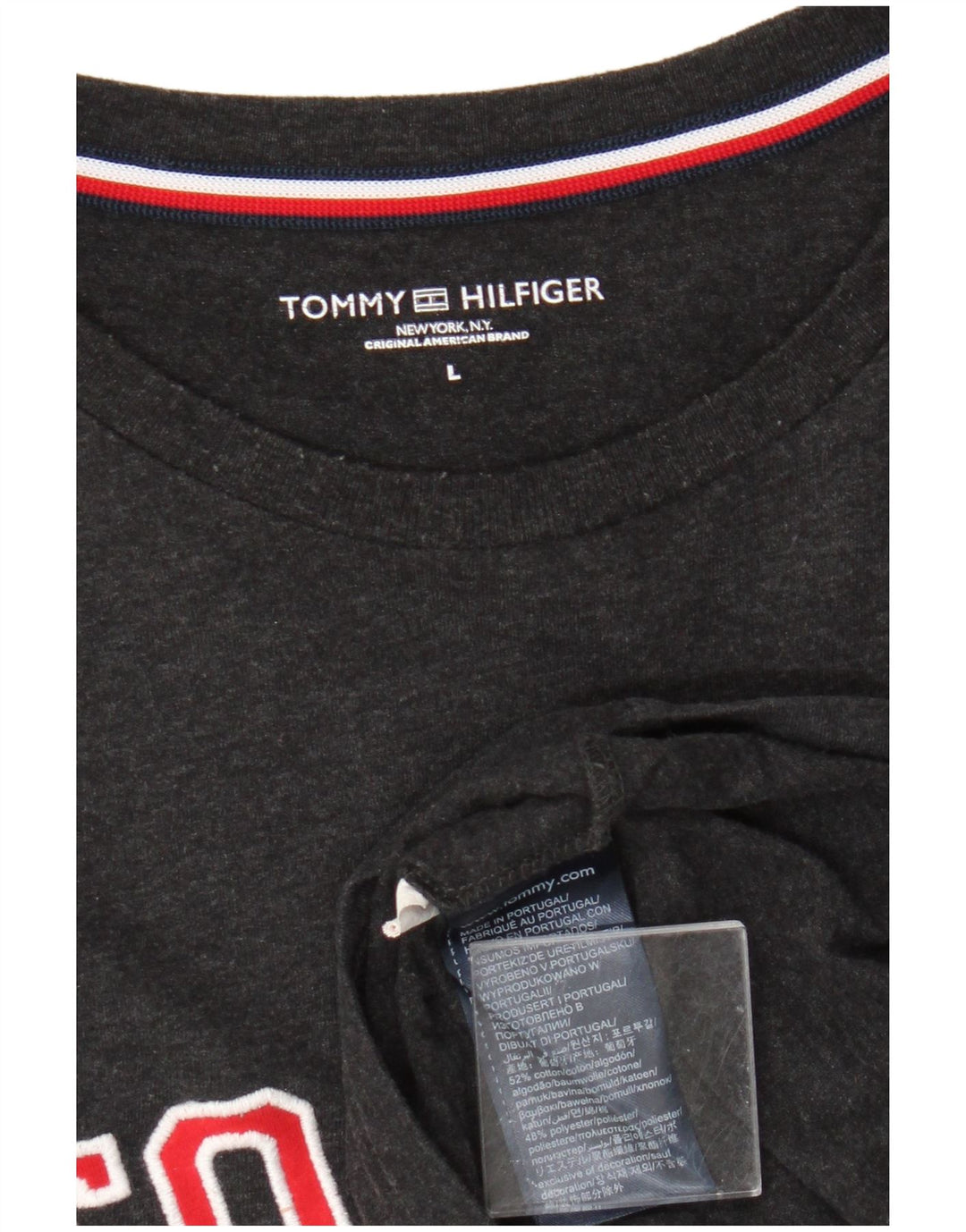 Tommy Hilfiger Uomo Graphic Top Manica Lunga Grande Cotone Nero