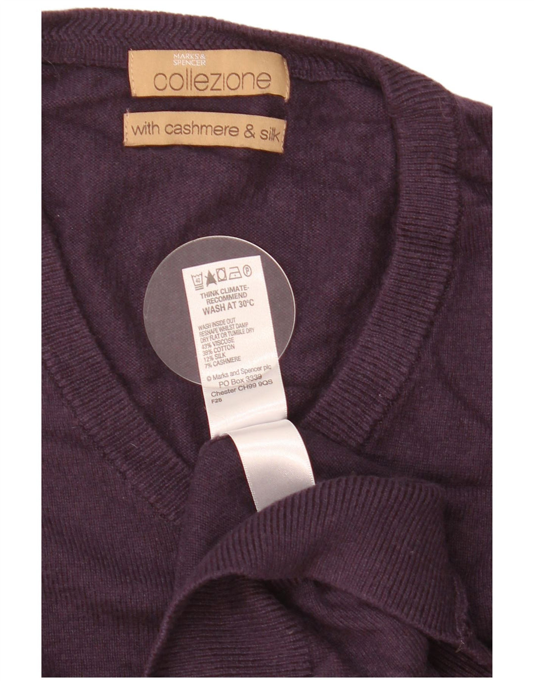 Maglione da uomo Marks & Spencer con scollo a V grande viscosa viola