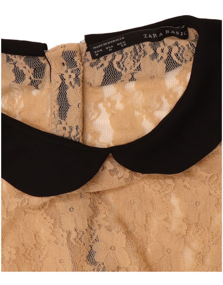 ZARA Womens See Through Blouse Top UK 12 Medium Beige