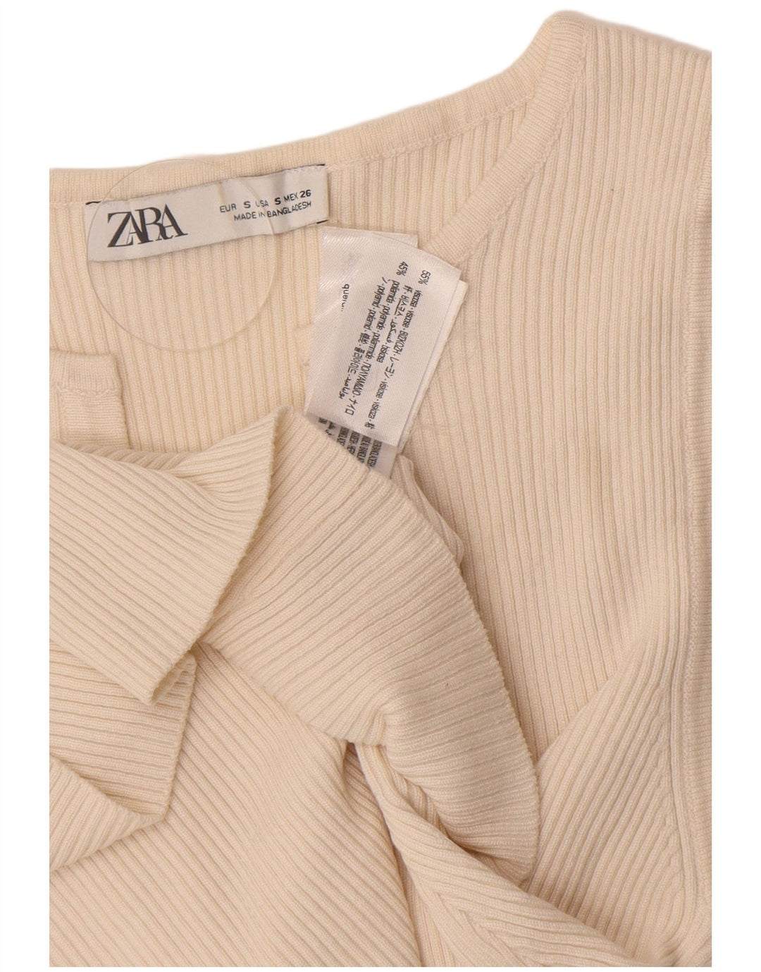 Top cardigan da donna Zara UK 8 piccolo in viscosa bianco sporco