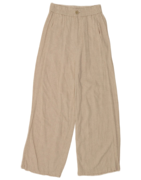 Pantaloni casual a gamba larga a vita alta da donna Stradivarius XS W24 L24 Beige