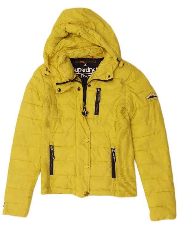 Giacca imbottita con cappuccio da donna Superdry UK 10 Small Giallo Poliestere