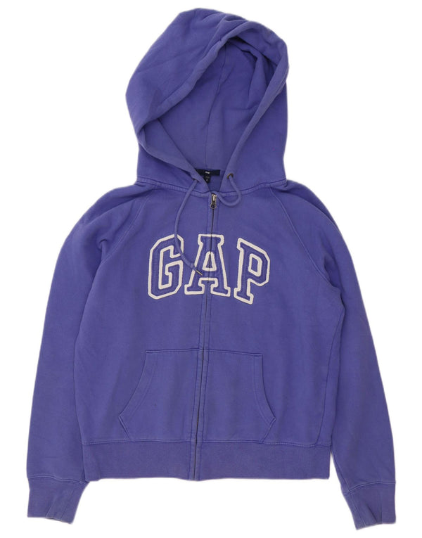 Maglione con cappuccio e zip grafica da donna Gap UK 16 grande cotone viola