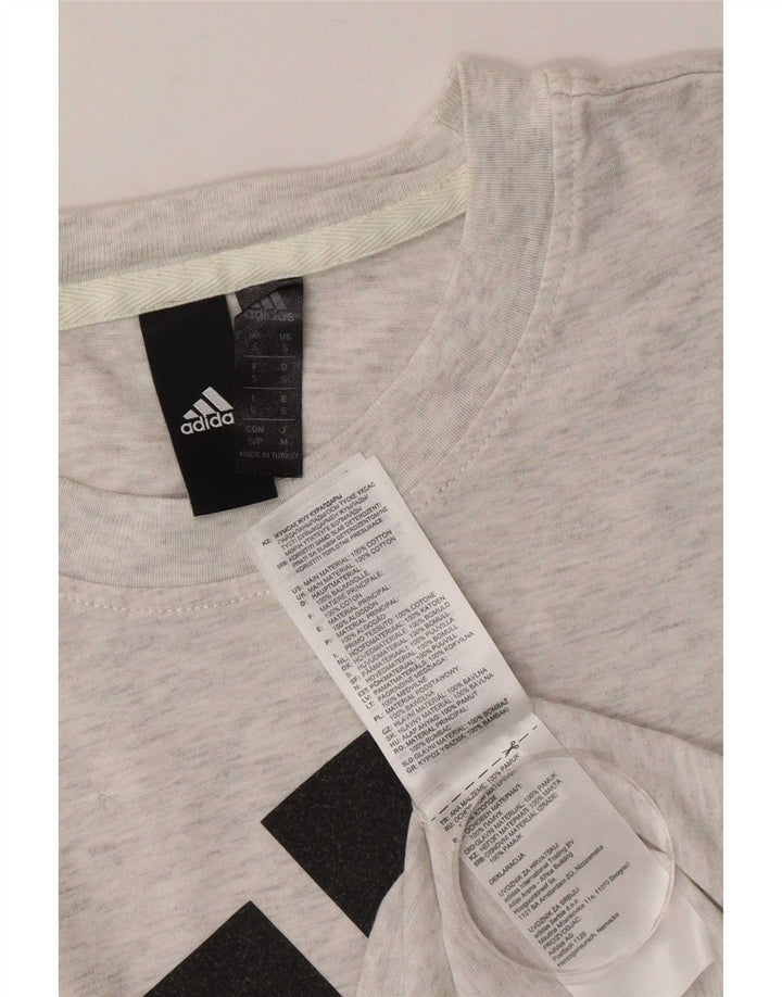 T-shirt grafica da uomo Adidas Top piccola in cotone chiazzato grigio