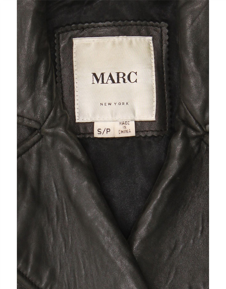 MARC Womens Oversized Leather Coat UK 10 Small Black Leather Vintage Marc and Second-Hand Marc from Messina Hembry 