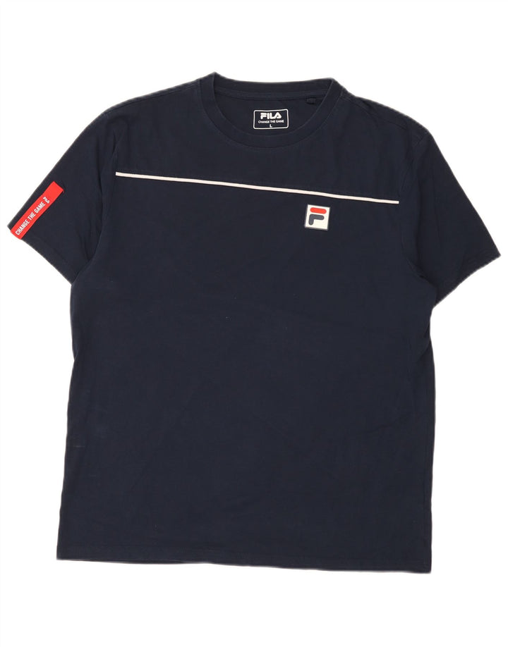 T-shirt da uomo FILA Top Large in cotone blu navy