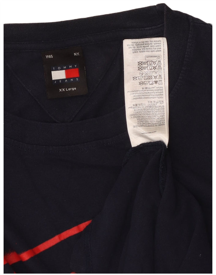 TOMMY HILFIGER T-shirt grafica da uomo Top 2XL cotone blu navy