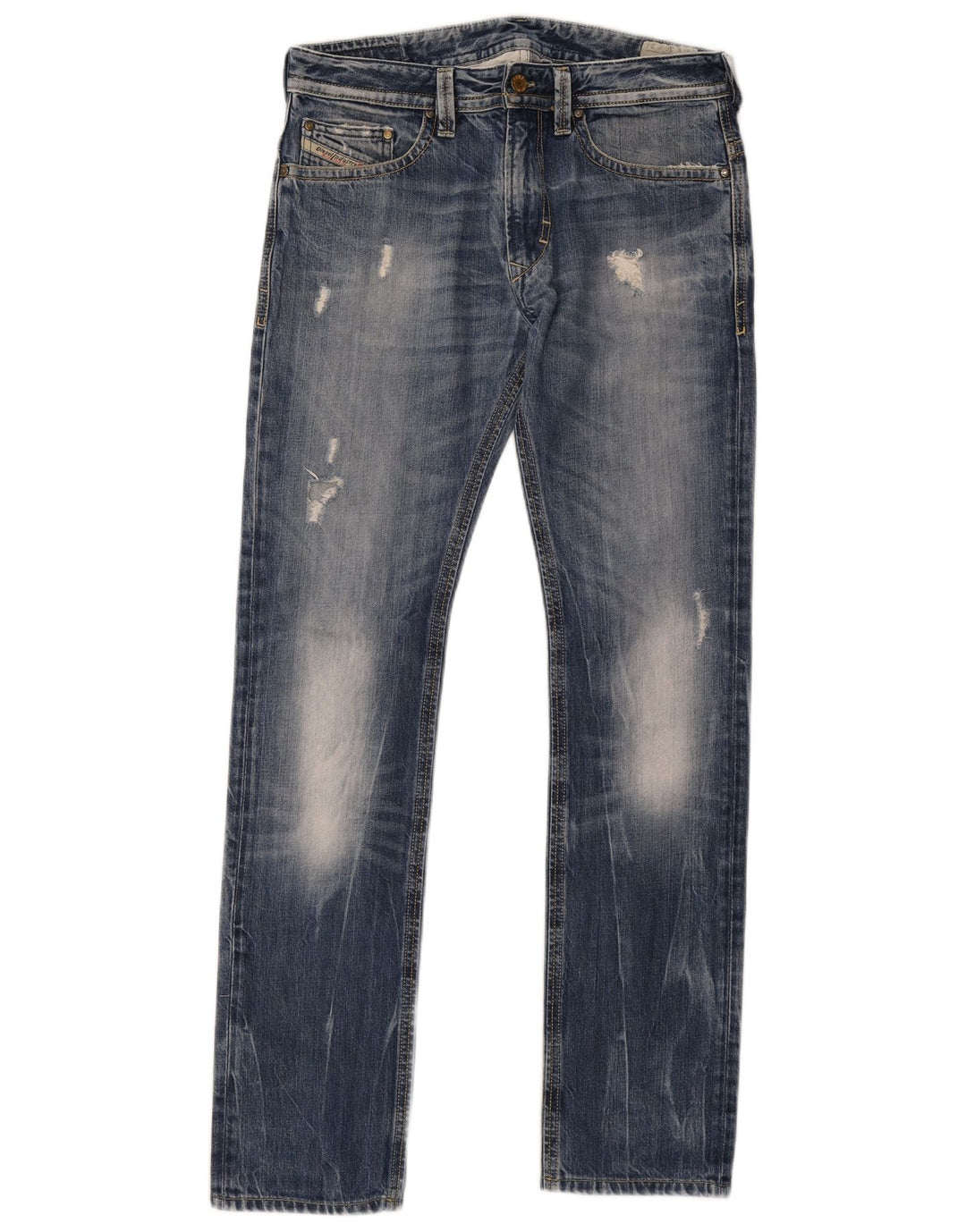 Jeans slim invecchiati da uomo Diesel W30 L33 in cotone blu
