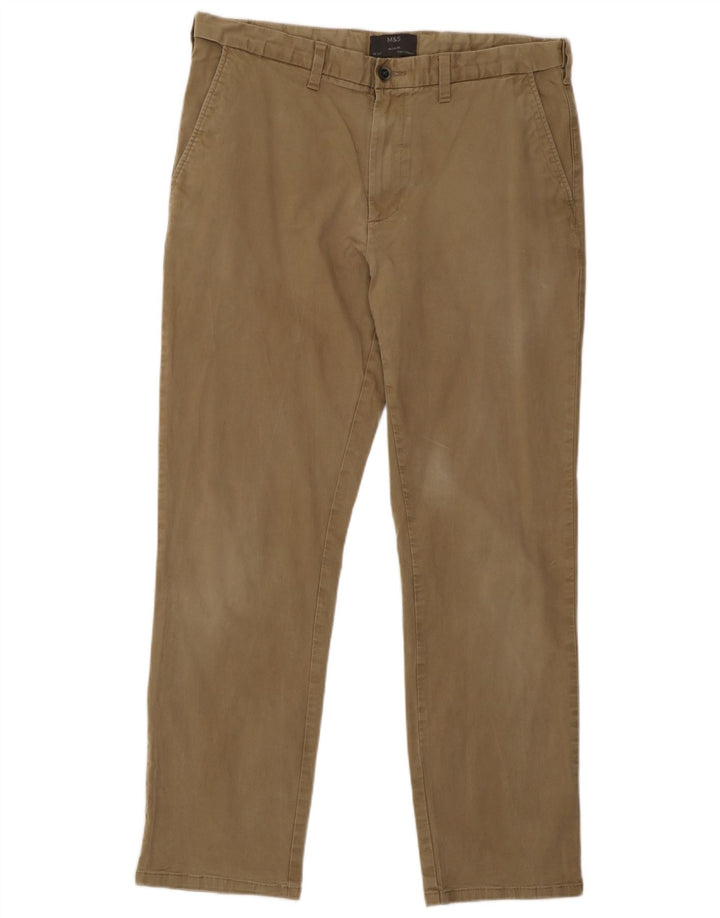 Pantaloni chino vestibilità regolare da uomo Marks & Spencer W36 L31 cotone kaki
