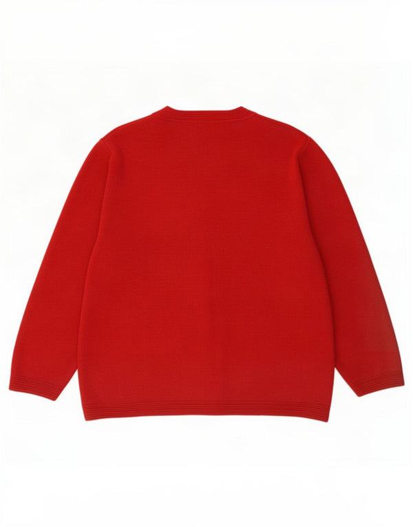 Maglione cardigan da donna Bromley UK 18 XL Acrilico floreale rosso