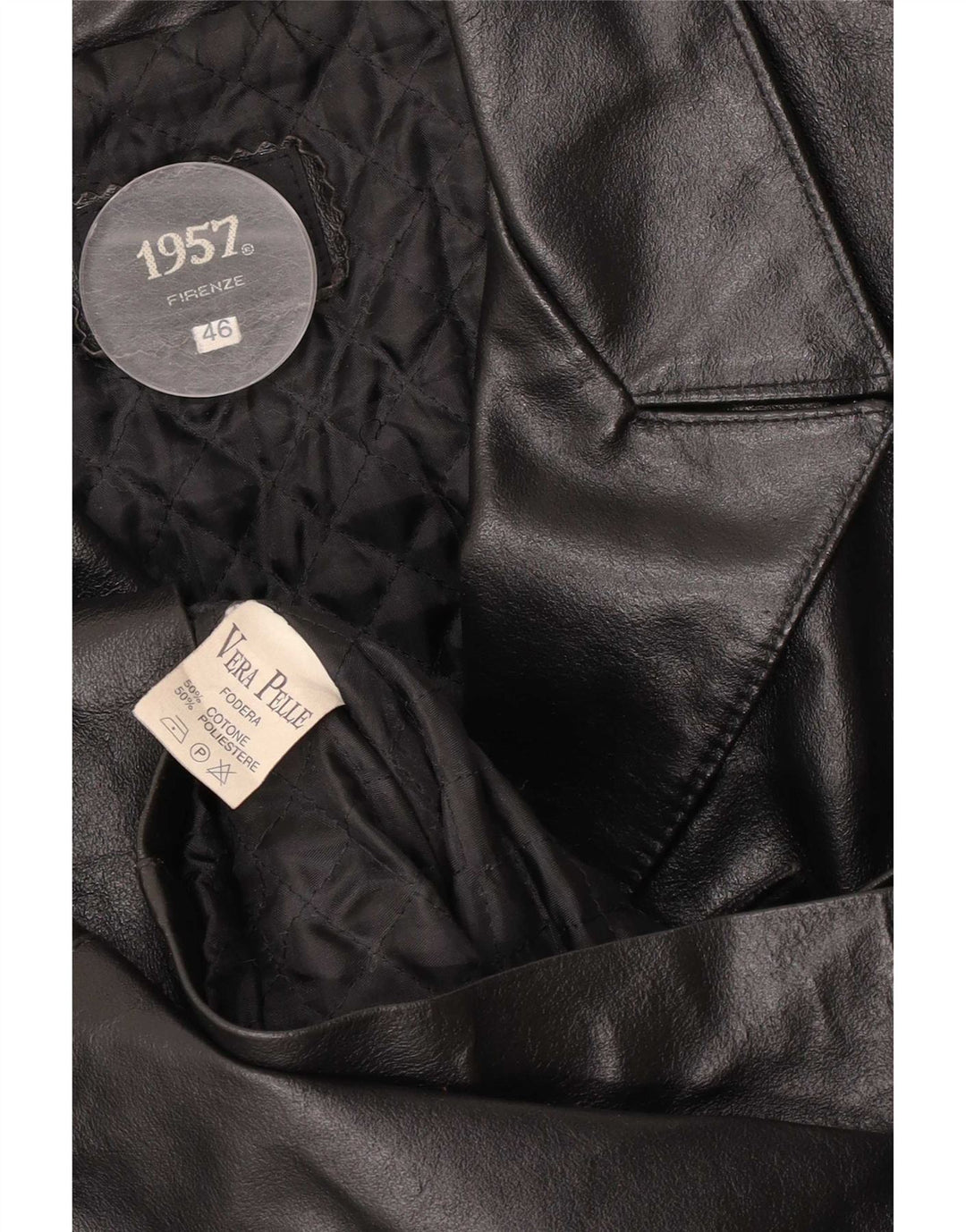 Cappotto in pelle vintage da donna IT 46 grande nero