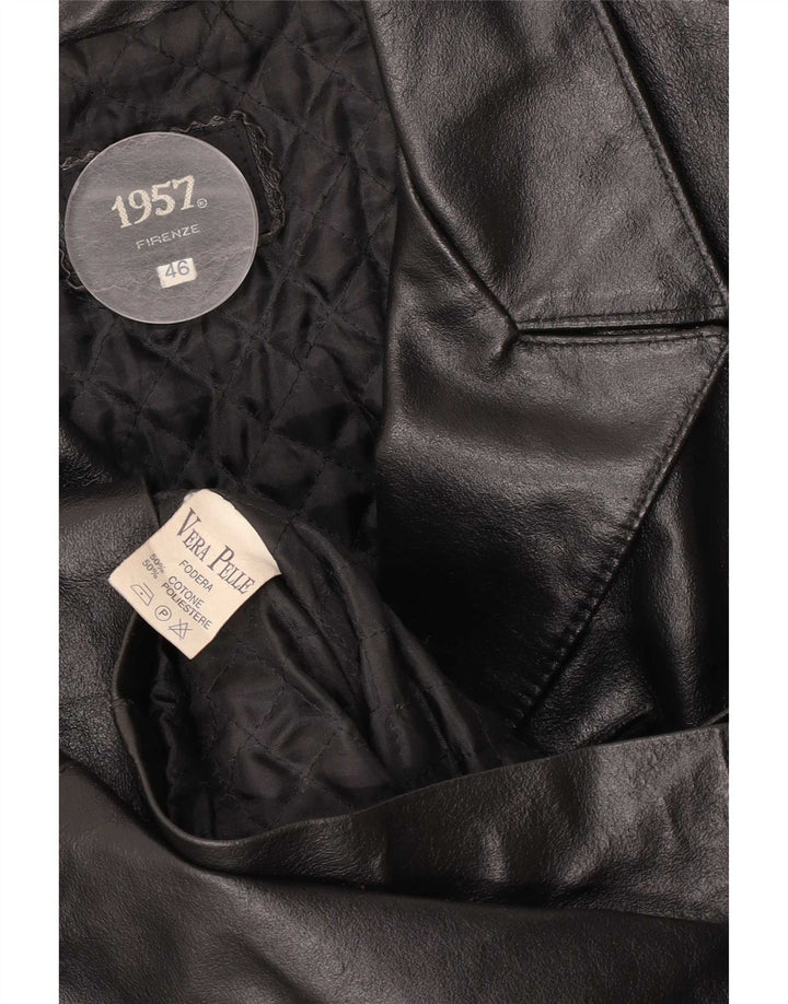 Cappotto in pelle vintage da donna IT 46 grande nero