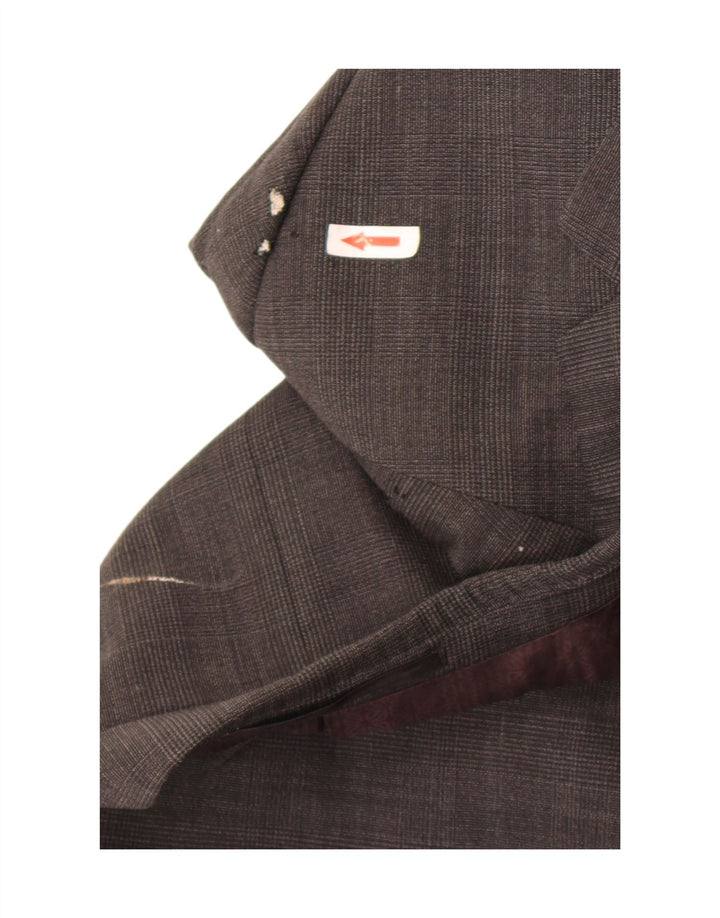 Giacca blazer a 2 bottoni da uomo Marks & Spencer UK 46 XL lana a quadri grigia