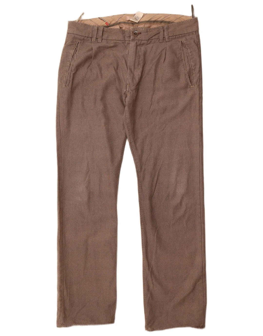 Pantaloni chino dritti da uomo Diesel W33 L33 cotone pied de poule grigio