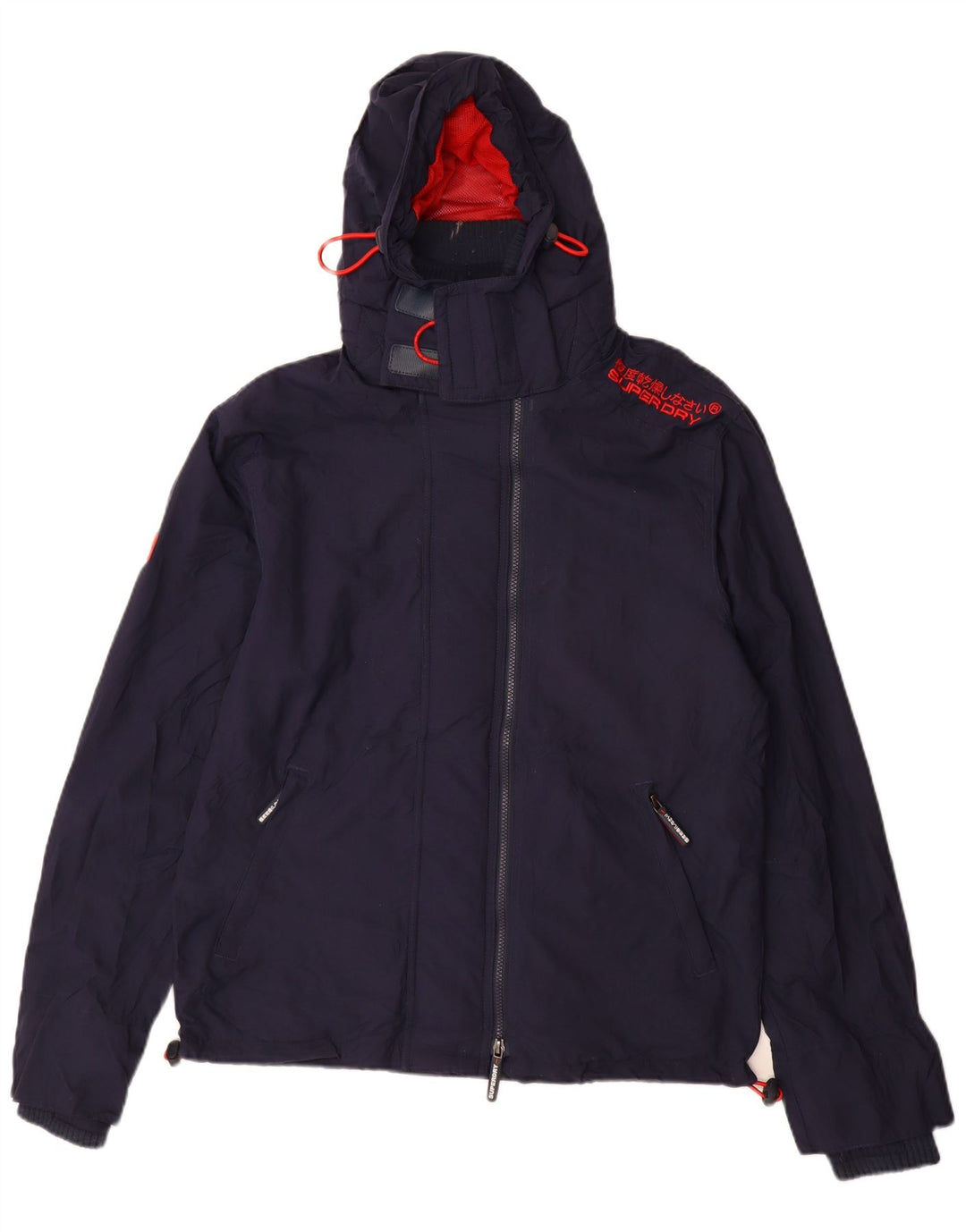 Giacca a vento da uomo con cappuccio SUPERDRY UK 40 grande blu navy