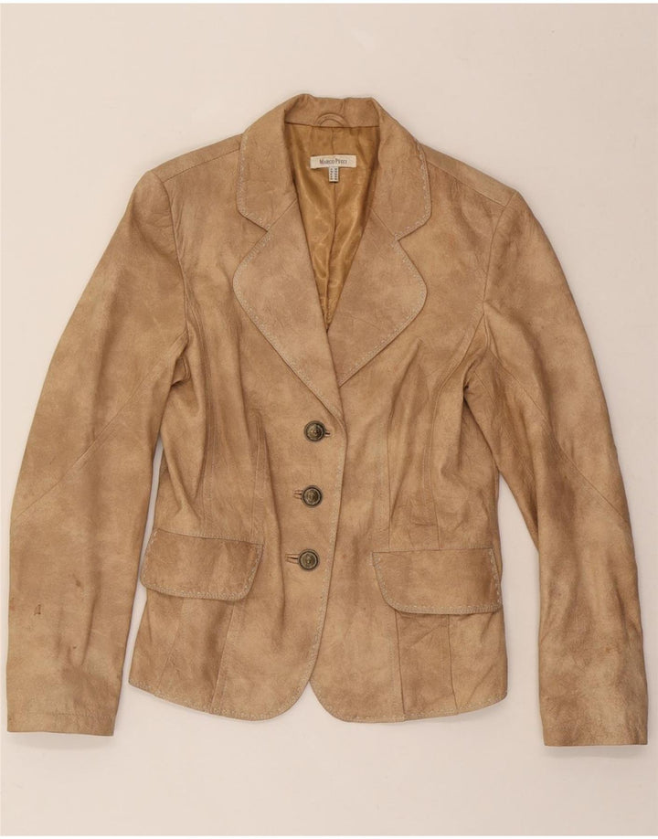 MARCO PECCI Womens 3 Button Blazer Jacket EU 38 Medium Beige Leather Vintage Marco Pecci and Second-Hand Marco Pecci from Messina Hembry 
