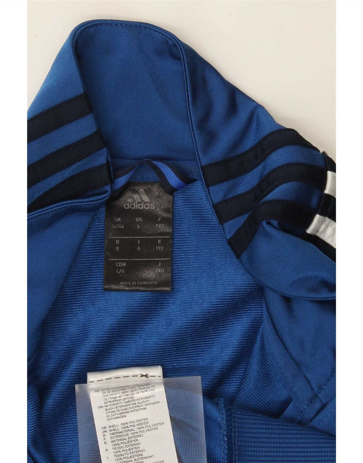 Giacca da tuta da uomo Adidas UK 44/46 Large Blu Colourblock Poliestere