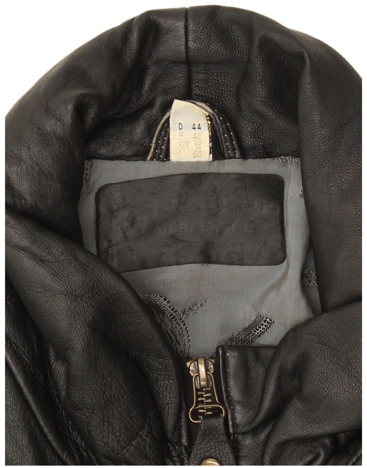 Giacca in pelle oversize da donna vintage UK 18 XL in pelle nera