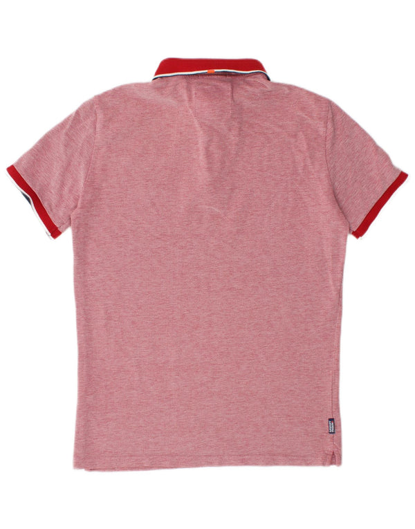 Polo da uomo City Fit SUPERDRY in cotone mélange rosso medio